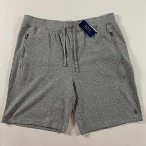 Polo Ralph Lauren Shorts Mens XXL Gray Sweat Athletic Zip Pocket Terry Drawsting